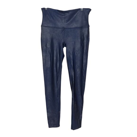 SPANX Faux Leather Legging Midnight Navy Blue Size Large Pull On Leggings - Picture 2 of 7